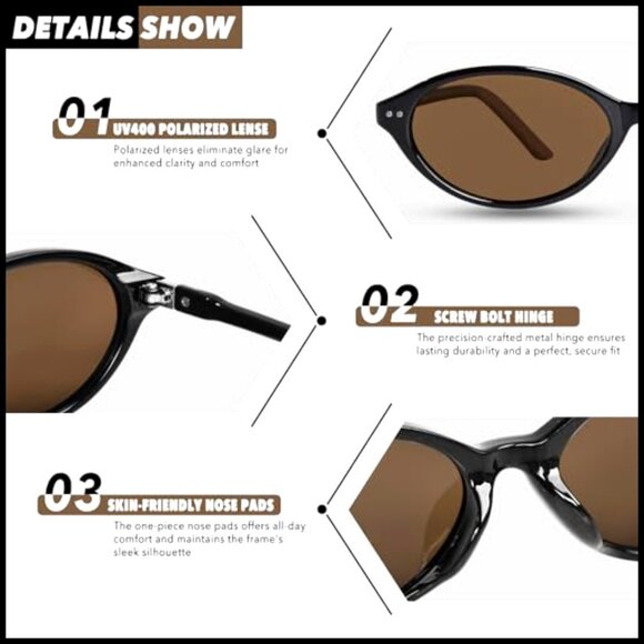 TR90 Polarized Sunglasses Vintage Oval Cat Eye Shape Lightweight main image 5